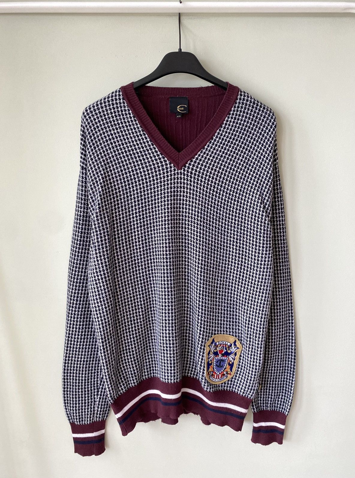 Just Cavalli Just Cavalli V-neck royal Cashmere college sweater Size US XXL / EU 58 / 5 - 1 Thumbnail