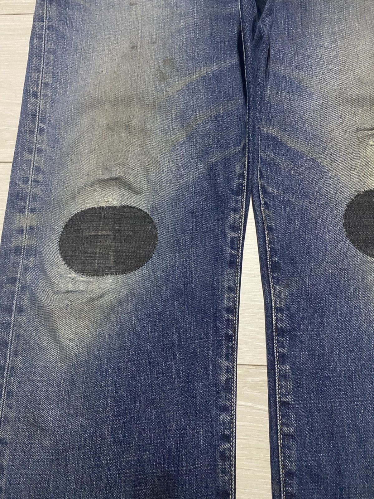 Engineered Garments × Uniqlo Vintage Uniqlo S002 Blue Wash Patches Distressed Loose Jeans Size US 35 - 7 Thumbnail