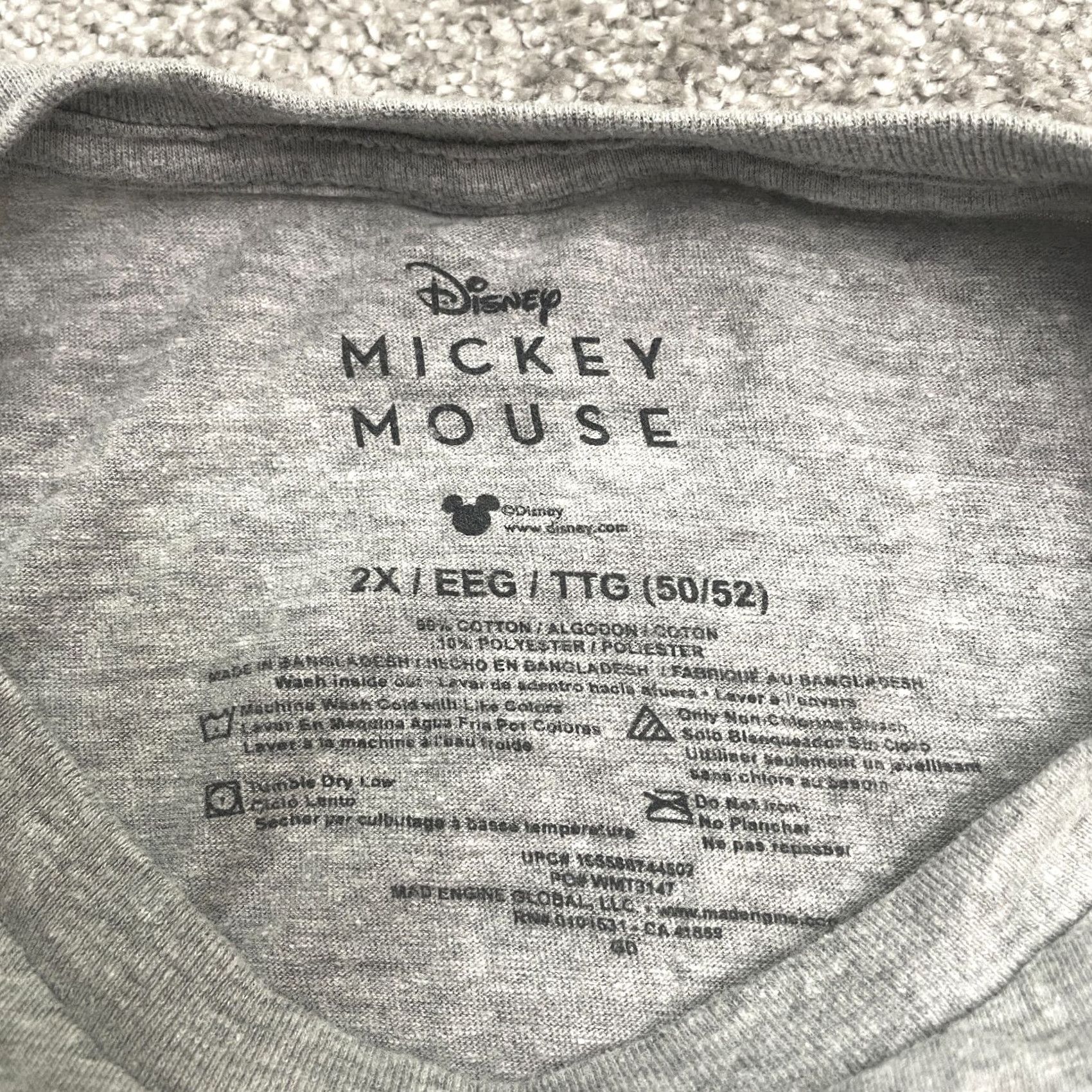 Disney Disney Mickey Mouse Graphic T-Shirt Mens 2X Gray Crew Neck Short Sleeve Tee Top Size US XXL / EU 58 / 5 - 4 Thumbnail