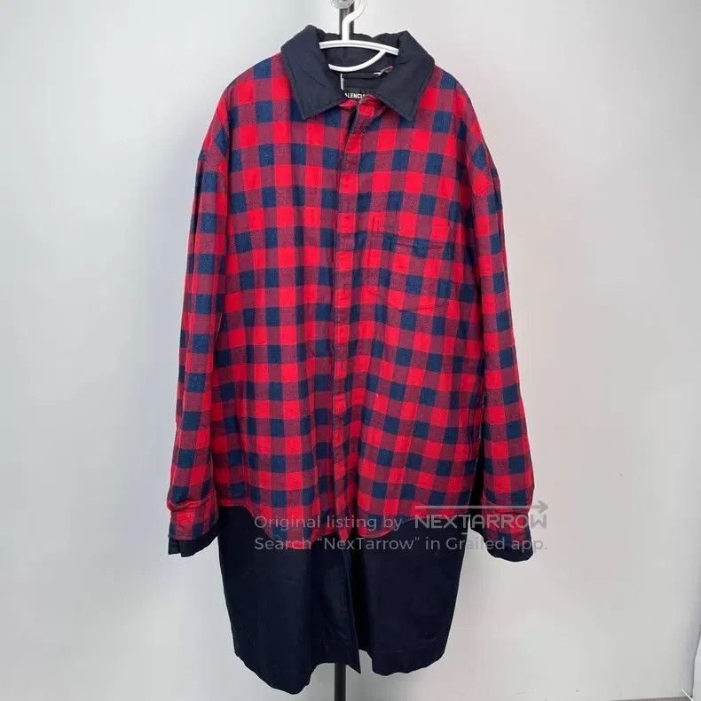 Balenciaga Balenciaga Red and blue check print single-breasted mid-le Size US S / EU 44-46 / 1 - 1 Thumbnail