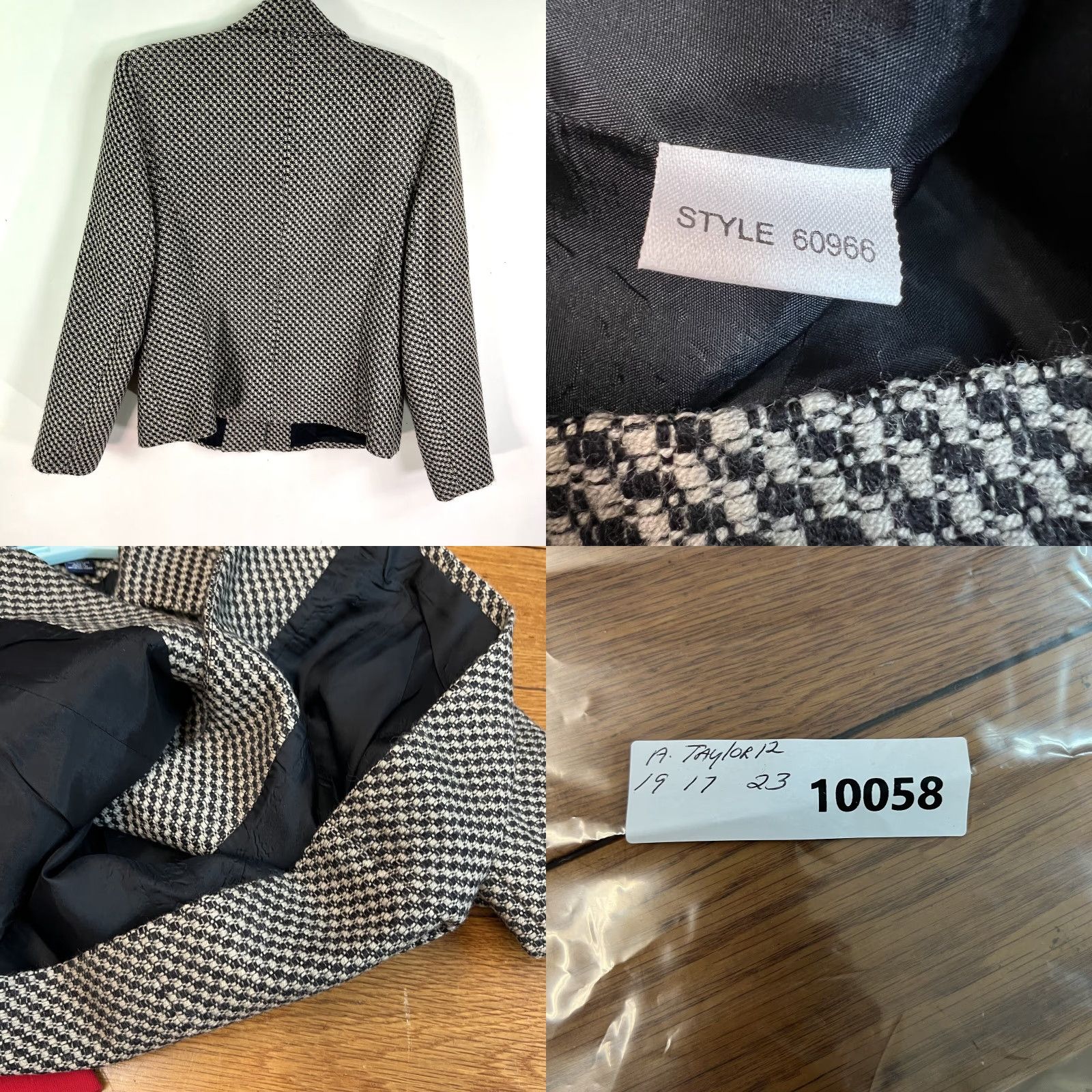 Ann Taylor VINTAGE Ann Taylor Blazer Women SZ12 Wool Argyle Diamond Black Career Jacket 90s Size XL / US 12-14 / IT 48-50 - 8 Thumbnail