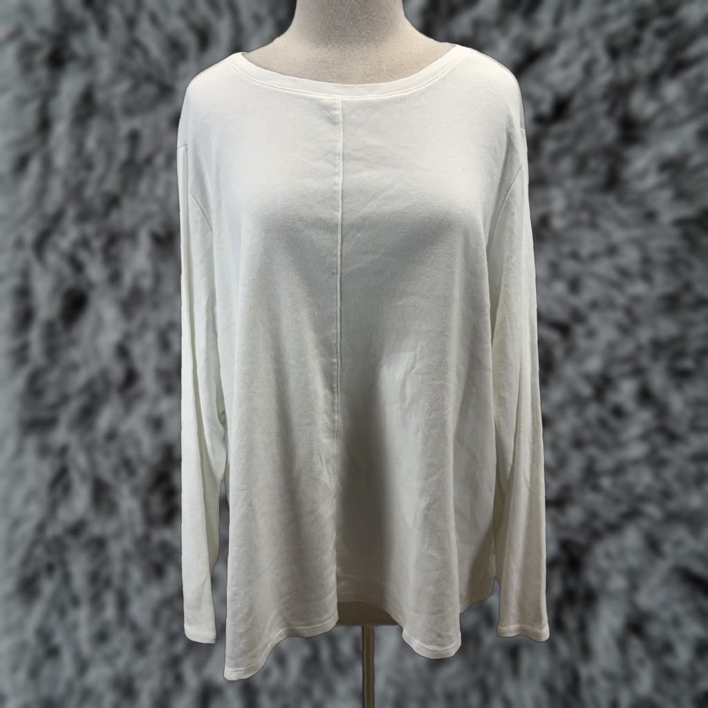 J. Jill J. Jill Long Sleeve Pima Crew Neck Tshirt Women’s 3X Plus White Casual Basic Shirt Womens Size XXL / US 16-18 / IT 52-54 - 1 Thumbnail