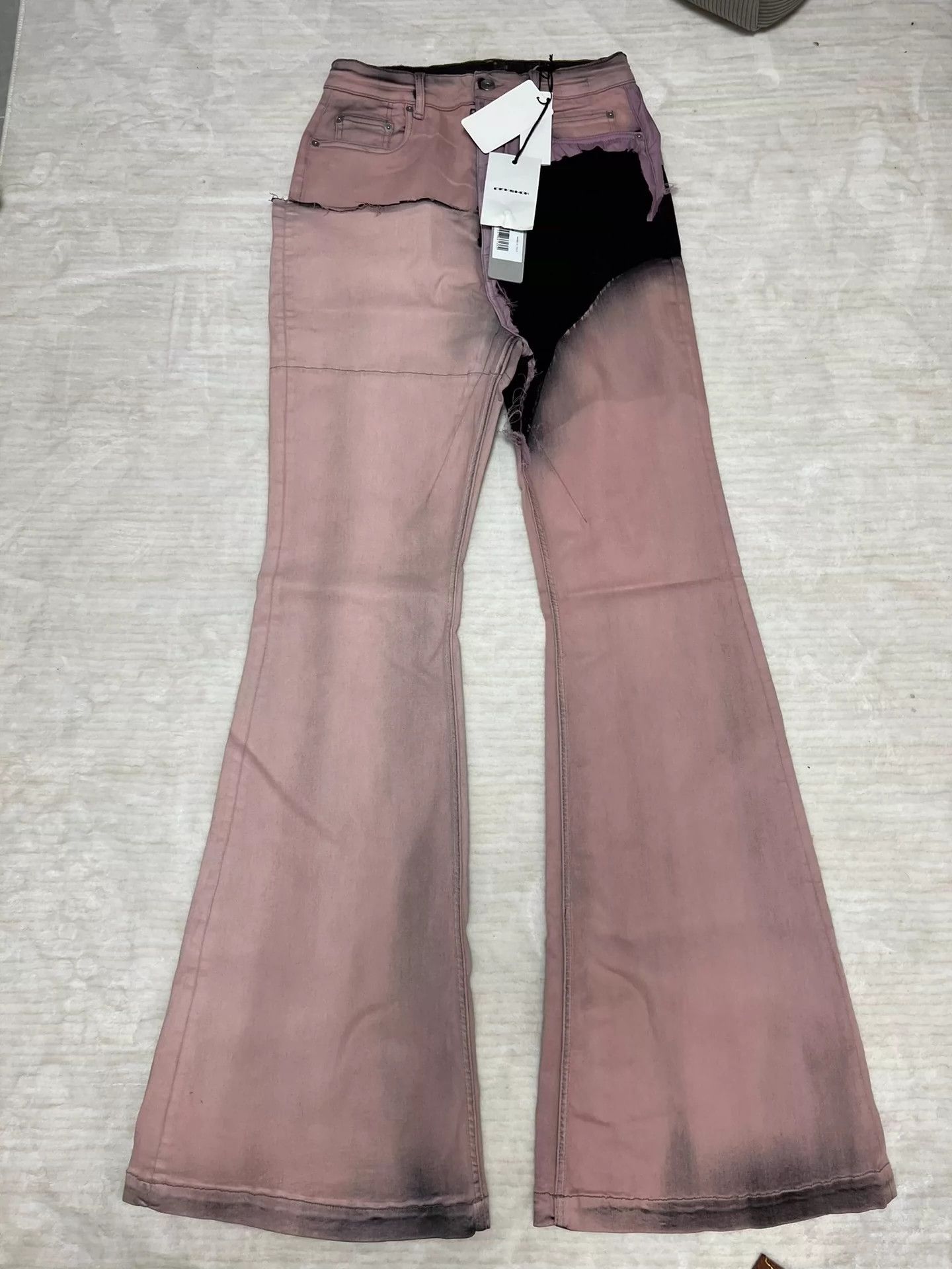 Rick Owens RICK OWENS DRKSHDW men's EDFU pink collage jeans -DMC Size US 31 - 1 Thumbnail