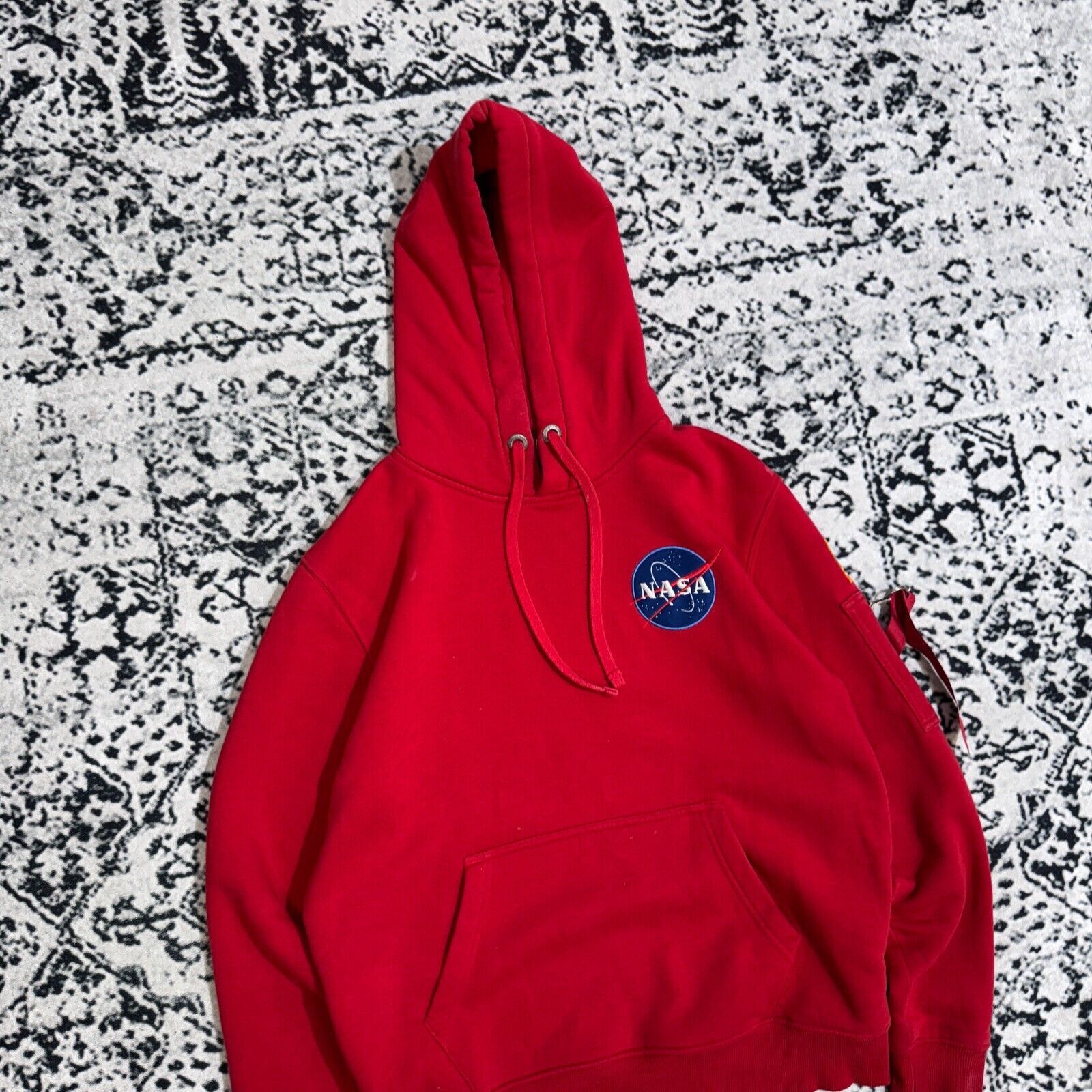 Alpha Industries × Vintage Alpha Industries Red Cotton Hoodie Size L NASA MA-1 Astro Size US L / EU 52-54 / 3 - 3 Thumbnail