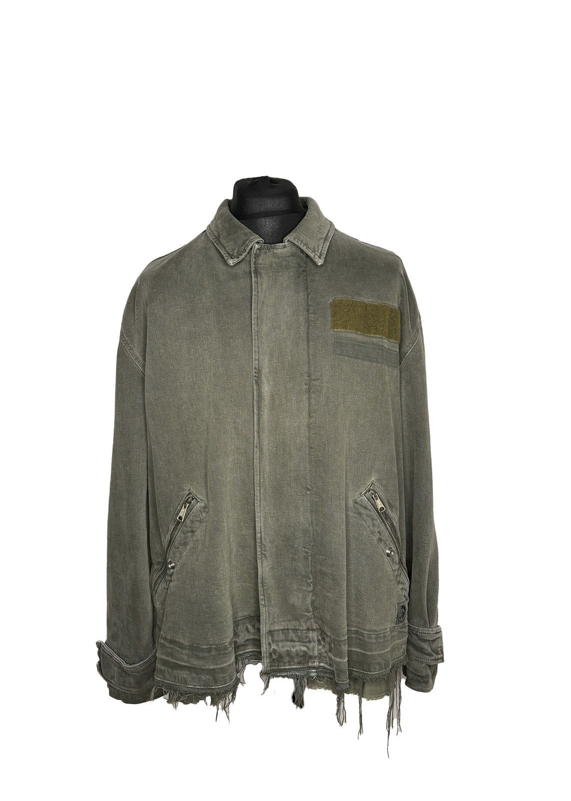 image of Diesel Distressed Military Jacket in Khaki, Men's (Size XL)