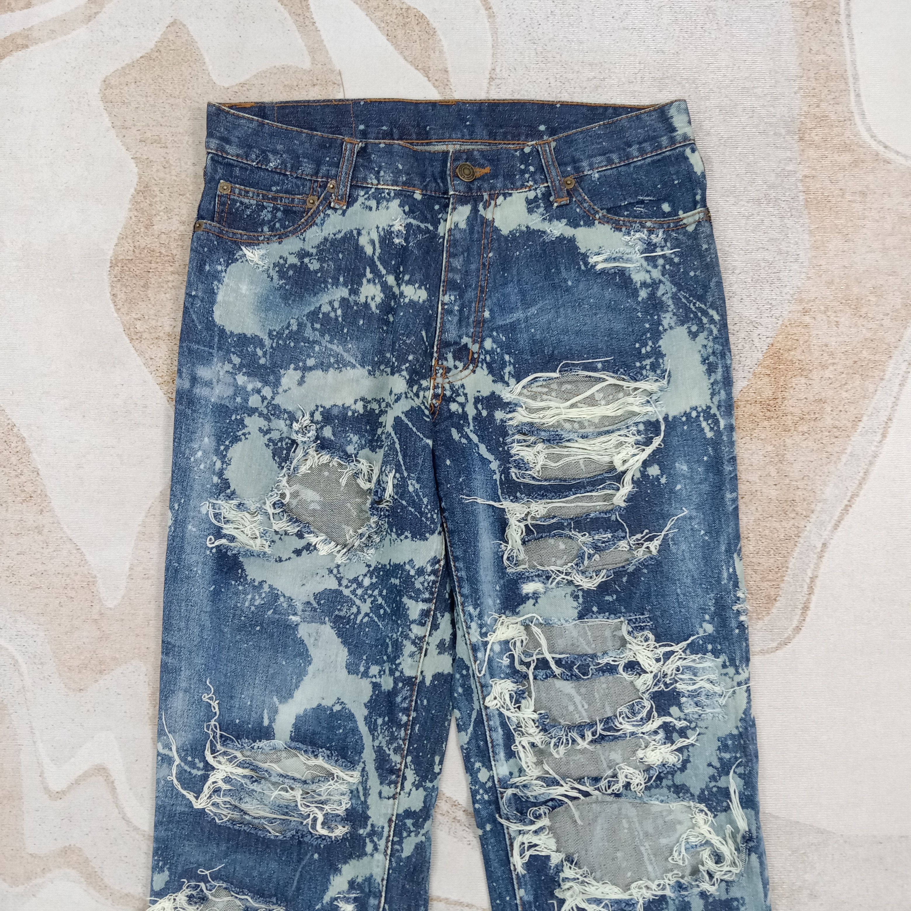 Vintage D/EX Denim Exchange Distressed Rare Denim Jeans C272N2 Size US 33 - 2 Thumbnail