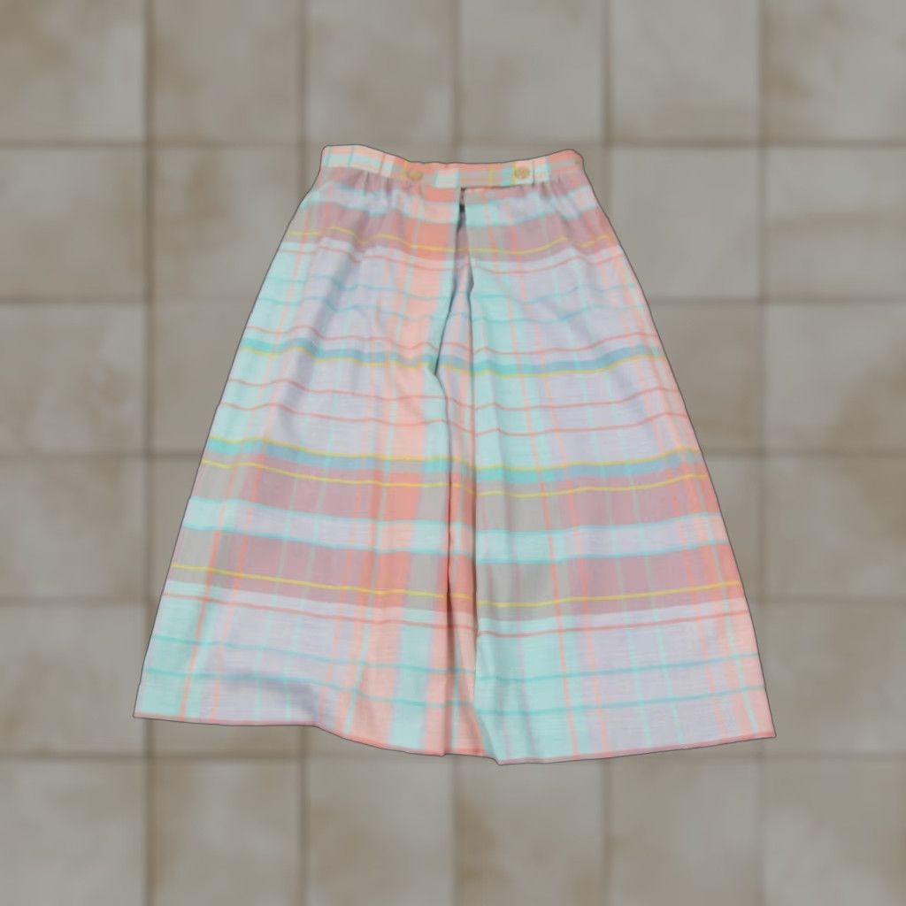 Vintage VINTAGE TanJay Skirt Womens 18 A-Line Midi Plaid Green Orange 80s 90s Made in USA Mens Womens Girls Size 40" / US 18 - 1 Thumbnail