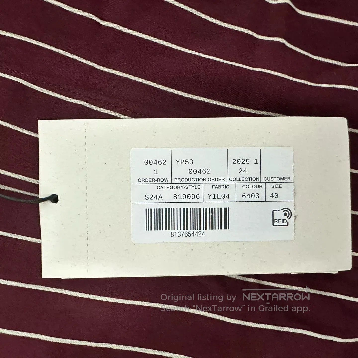 Saint Laurent Paris Saint Laurent Burgundy Striped Shirt. Size US M / EU 48-50 / 2 - 3 Thumbnail