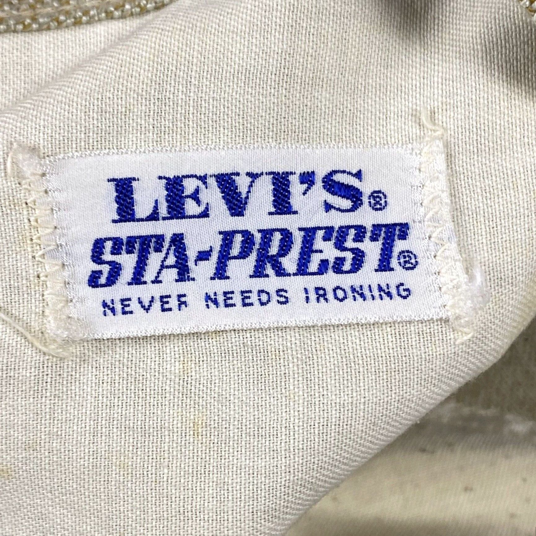 Levi's VINTAGE Levi's 1960s Big E Sta-Prest Jeans Pants 34x29 Beige Twill Casual Mens Size US 34 / EU 50 - 7 Thumbnail