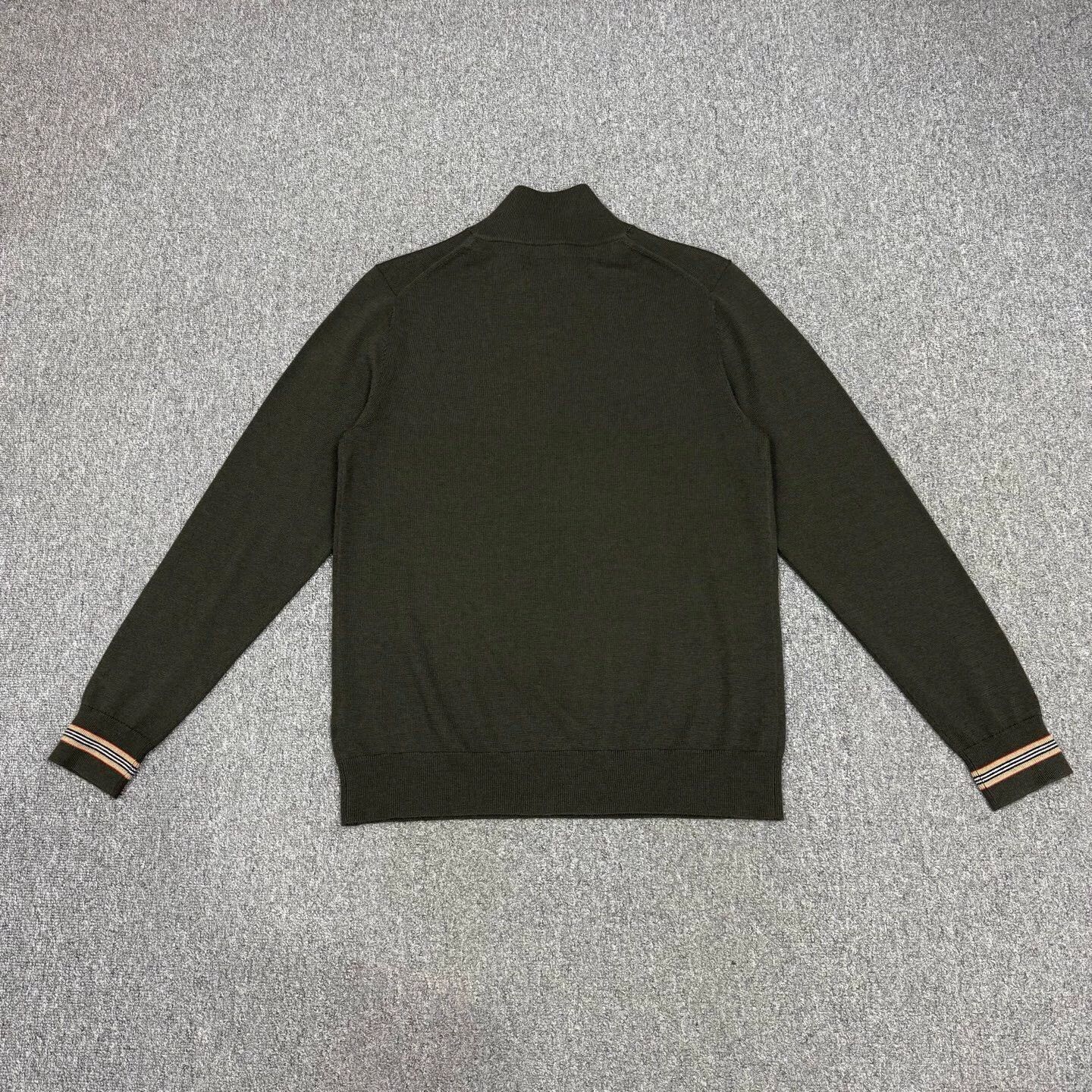 Burberry Burberry Dark Green half-zip wool knit striped cuffed NWT Size M / US 6-8 / IT 42-44 - 2 Thumbnail