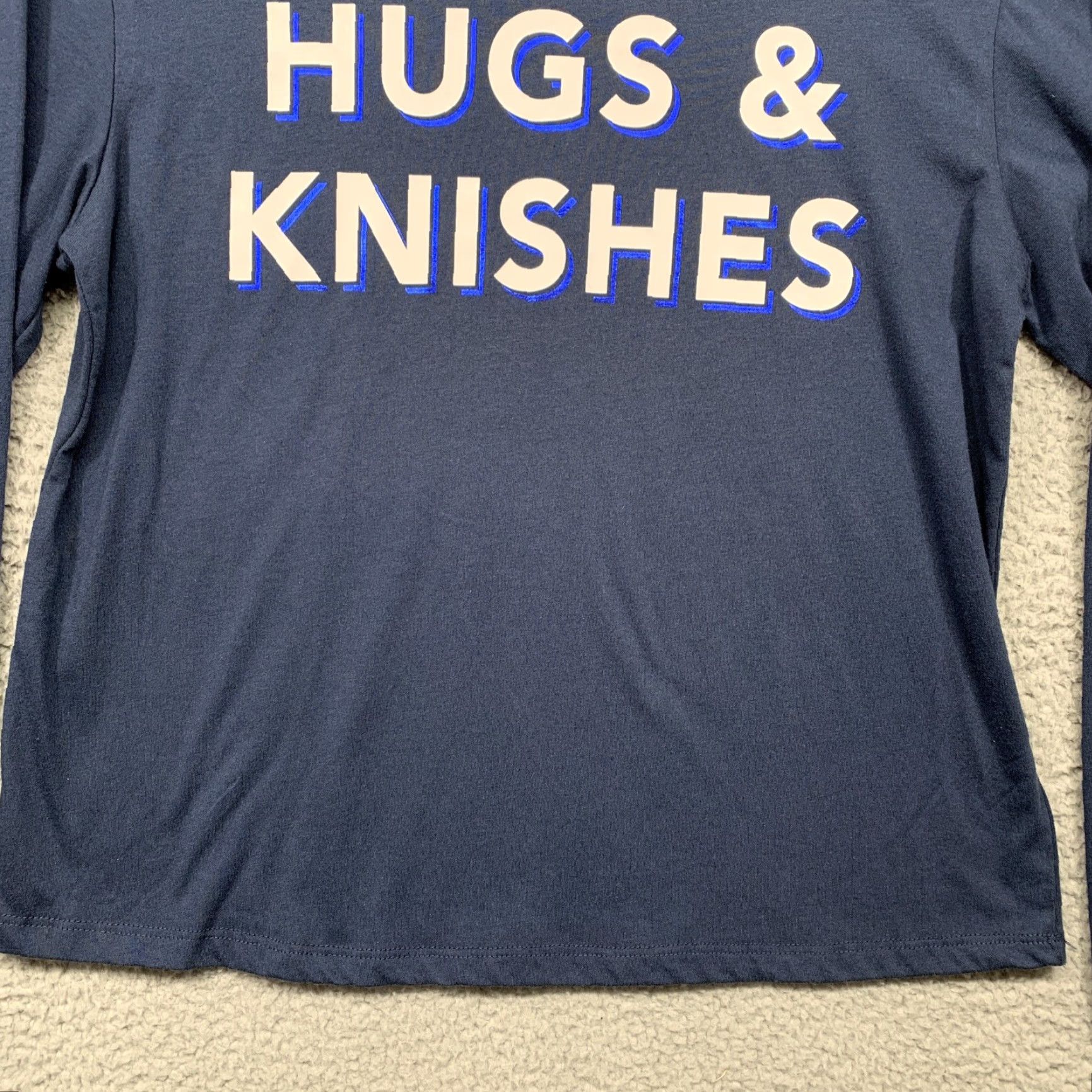 Vintage Zoe + Liv Shirt Women Size Large Long Sleeve Navy Blue White Hugs & Knishes NWT Size L / US 10 / IT 46 - 3 Thumbnail