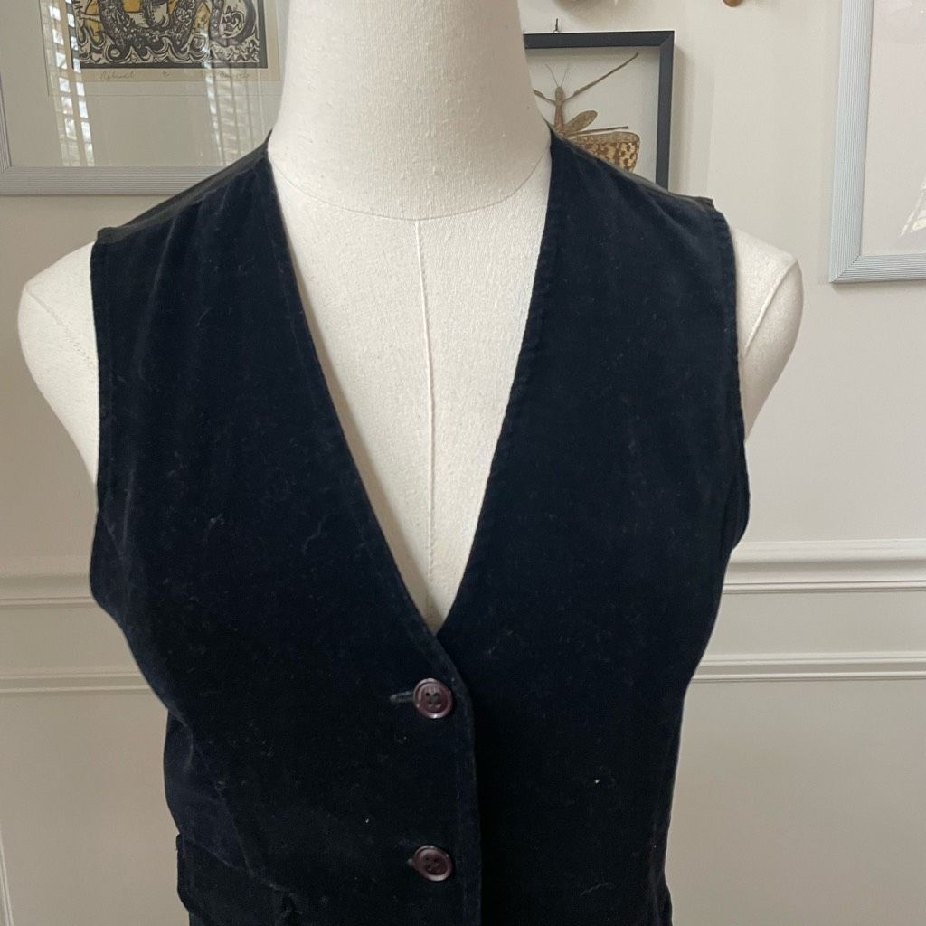 Vintage Vintage 70s Marianne Fashions Black Velveteen Vest S XS Size S / US 4 / IT 40 - 2 Thumbnail