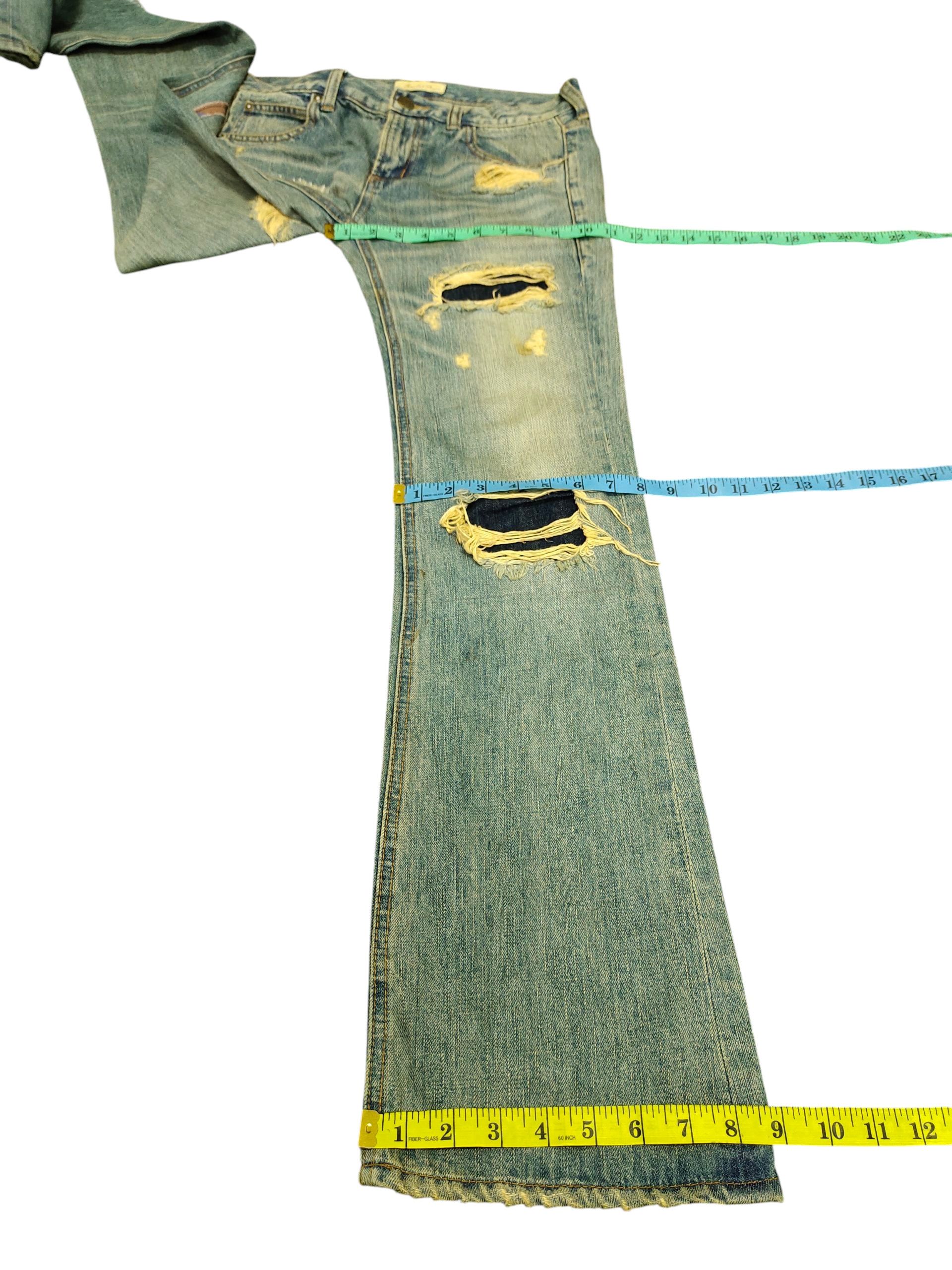 If Six Was Nine Flare Jeans Bonds & Peace Patchwork Distress Denim Bootcut Size US 31 - 15 Thumbnail