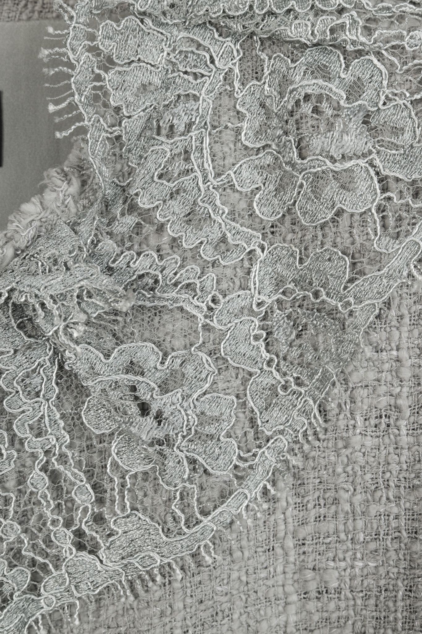 Dolce & Gabbana Dolce and Gabbana Grey Tweed Lace-Trim Suit Jacket Size M / US 6-8 / IT 42-44 - 6 Thumbnail