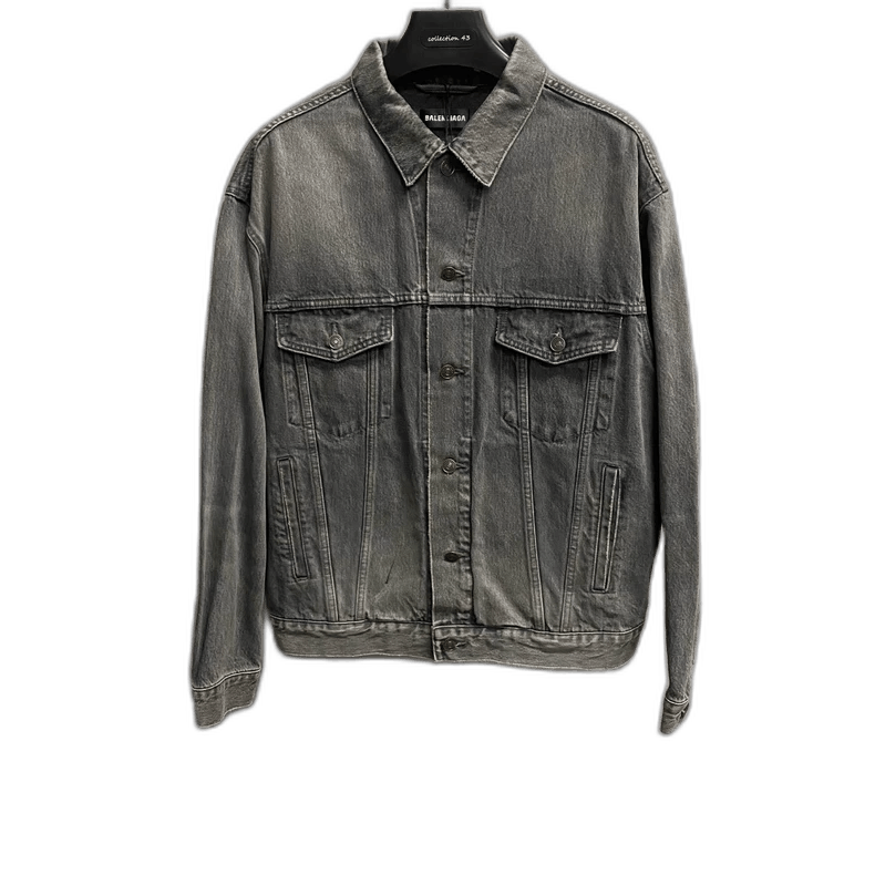 Balenciaga Balenciaga Black Gray Logo Denim Jacket-yf Size US L / EU 52-54 / 3 - 1 Thumbnail