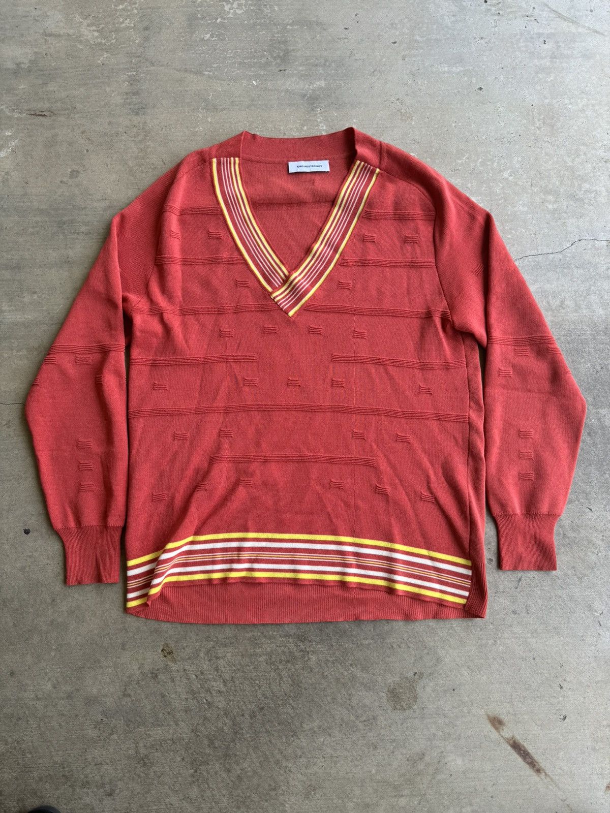 image of Kiko Kostadinov V Neck Sweater in Red, Men's (Size Medium)