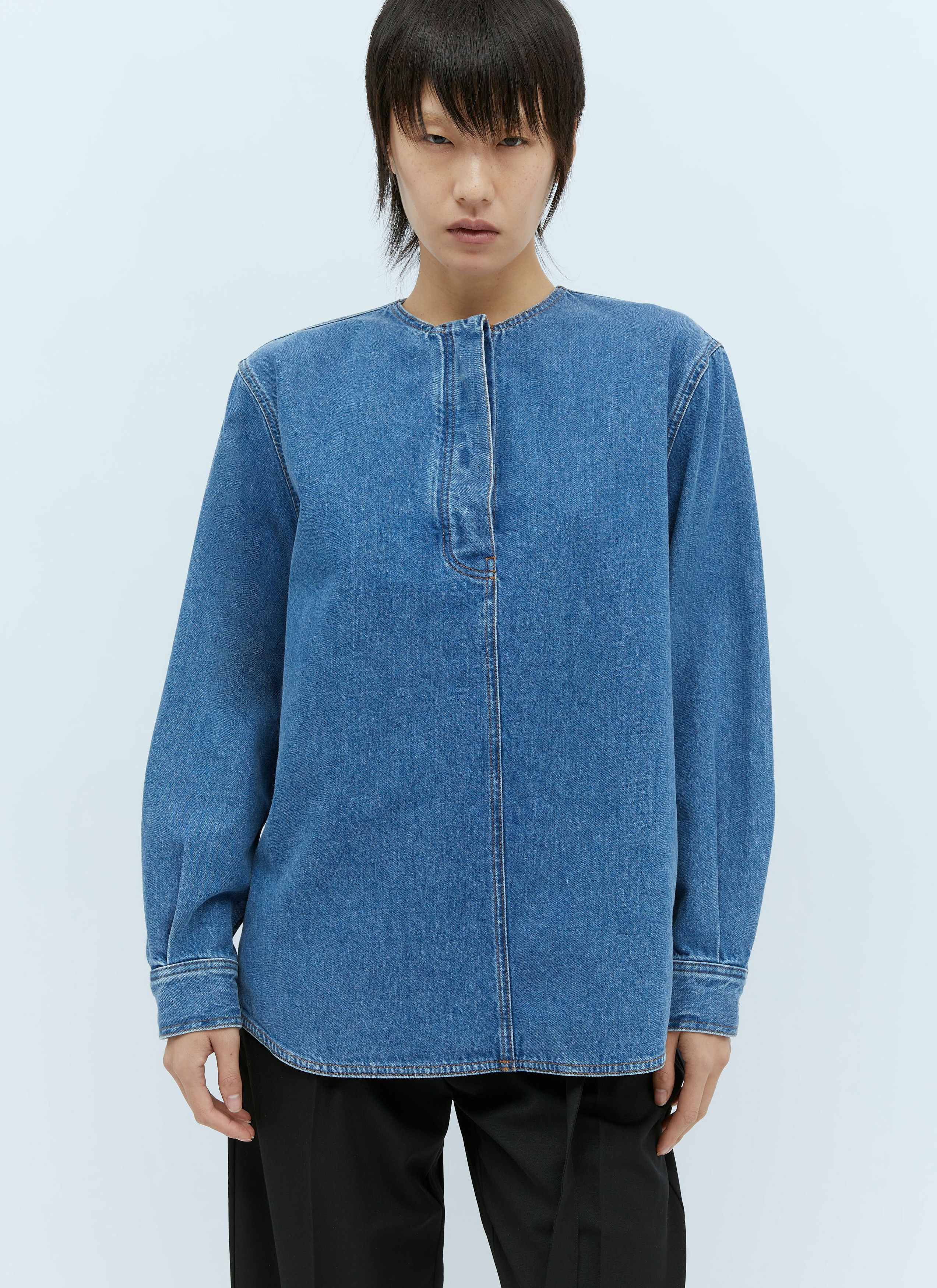 Toteme Collarless Denim Shirt Size XS / US 0-2 / IT 36-38 - 1 Thumbnail