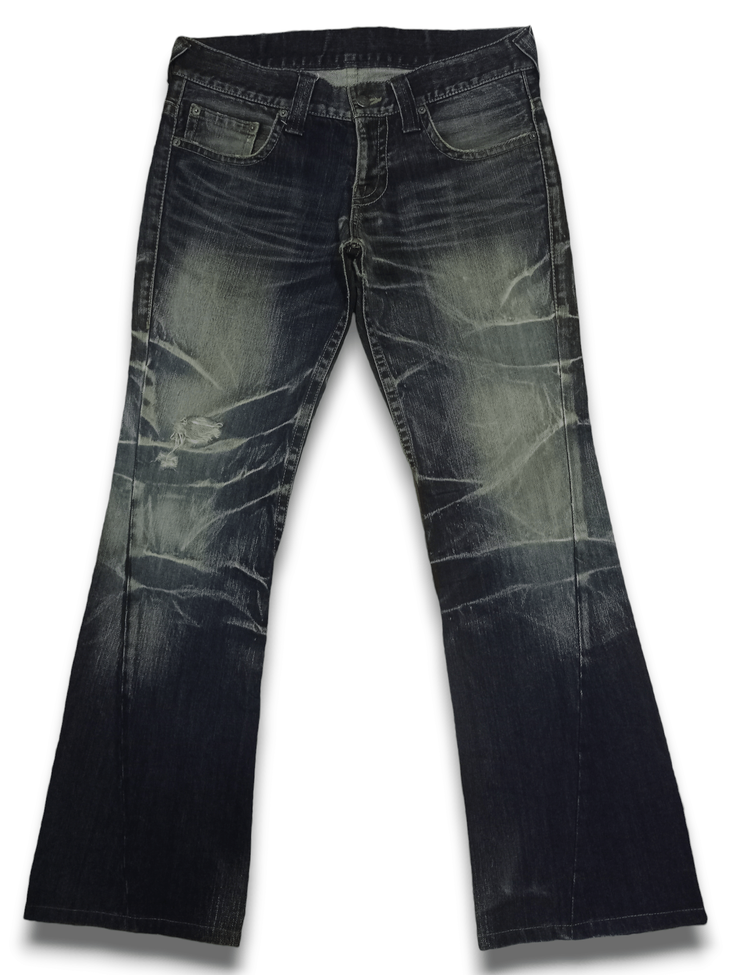 Tornado Mart Vintage Japanese Tornado Mart Mud Wash Distress Flare Jeans Size US 32 / EU 48 - 3 Thumbnail