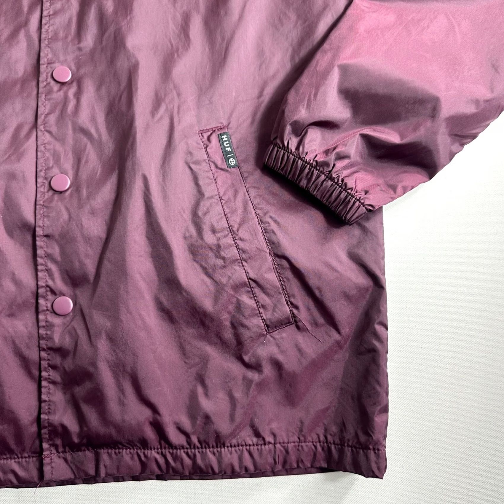 Huf HUF Set H Coaches Jacket Mens Size Small Maroon Snap Button Windbreaker Size US S / EU 44-46 / 1 - 5 Thumbnail