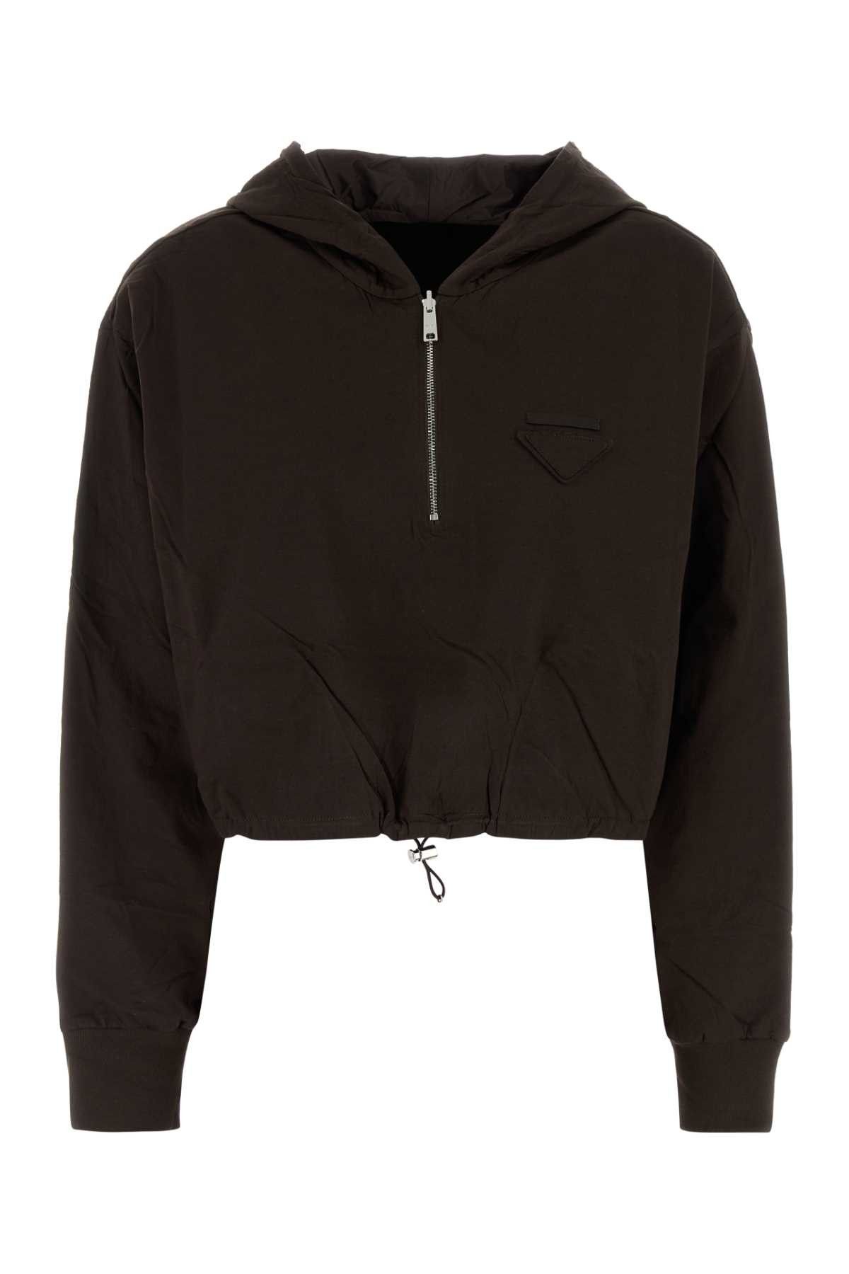 Brown Cotton Reversible Sweatshirt