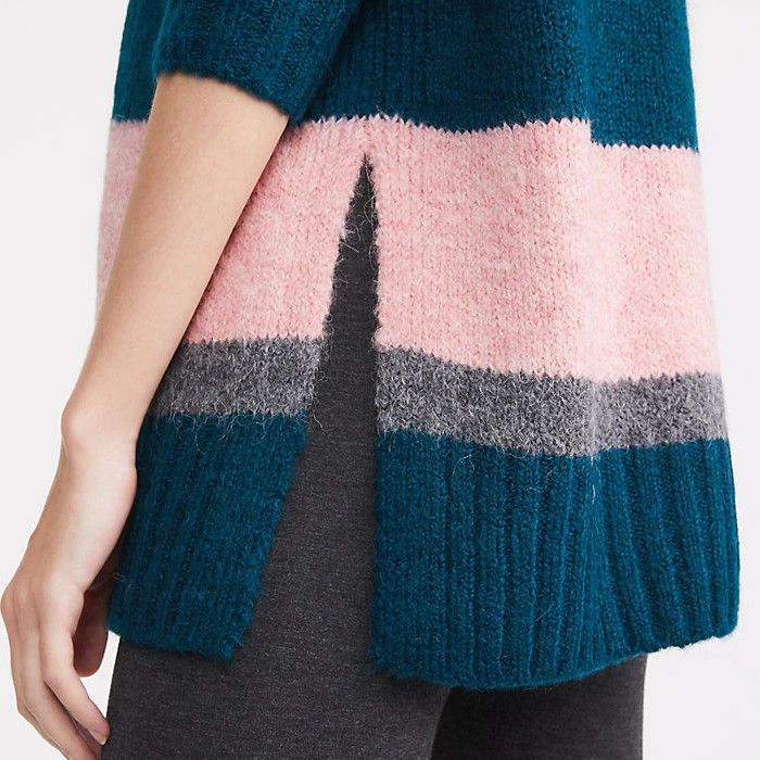 Loft Loft Lou & Grey Striped Plushfuzz Poncho Sweater in size M Size M / US 6-8 / IT 42-44 - 2 Thumbnail
