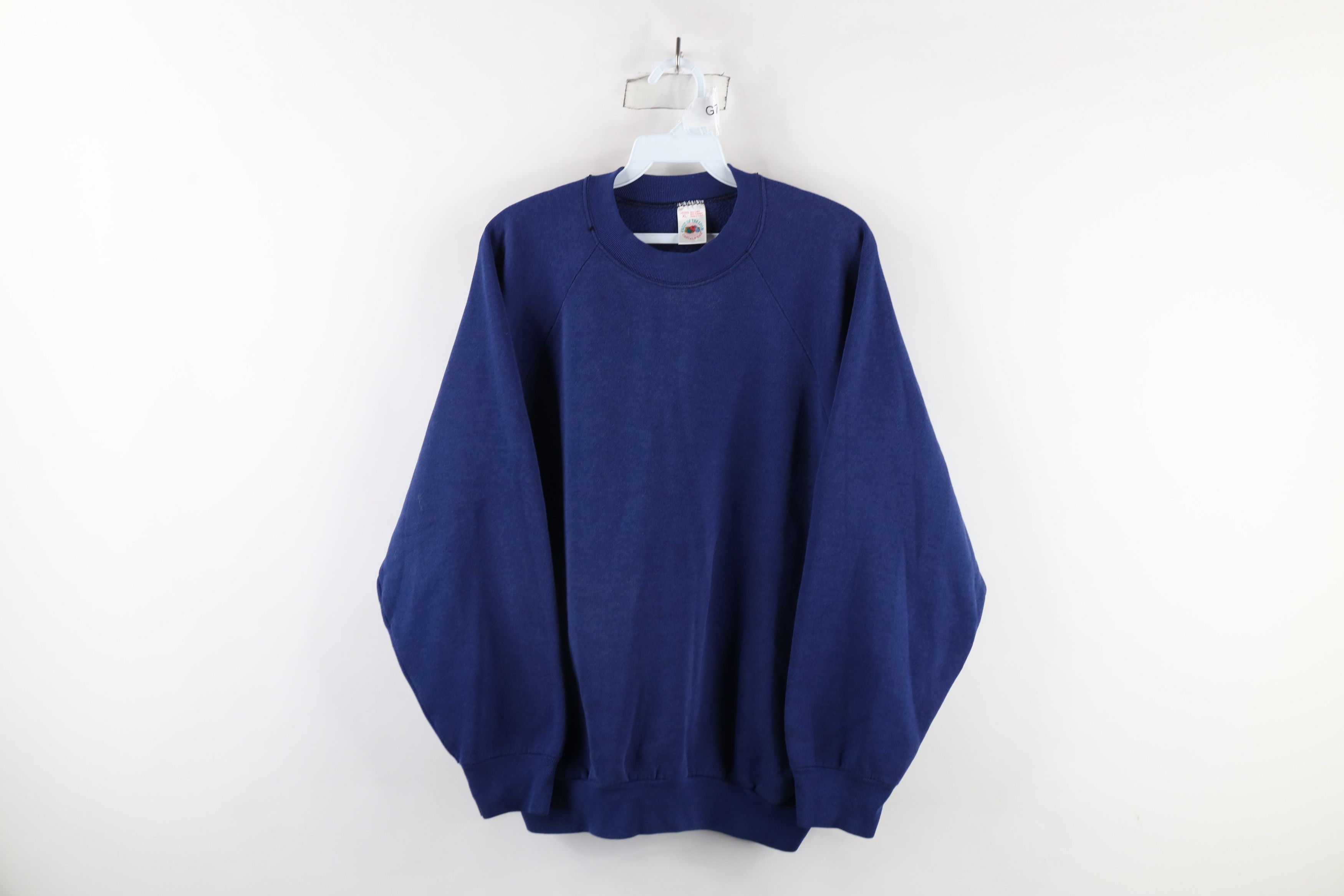 Vintage Vintage 90s Streetwear Blank Crewneck Sweatshirt Blue USA Size XL / US 12-14 / IT 48-50 - 1 Thumbnail