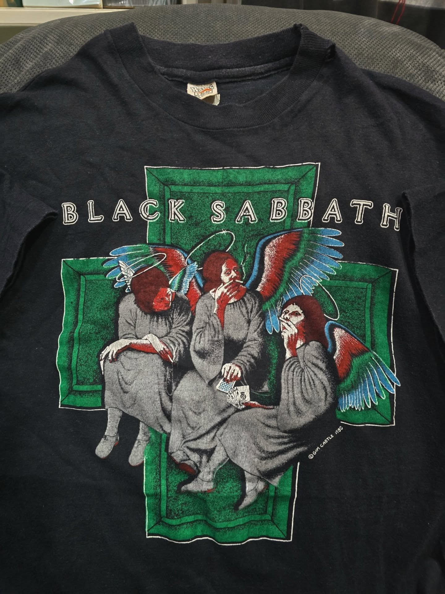 Vintage Vintage 80s Black Sabbath Angels Smoke t-shirt Size US L / EU 52-54 / 3 - 4 Thumbnail