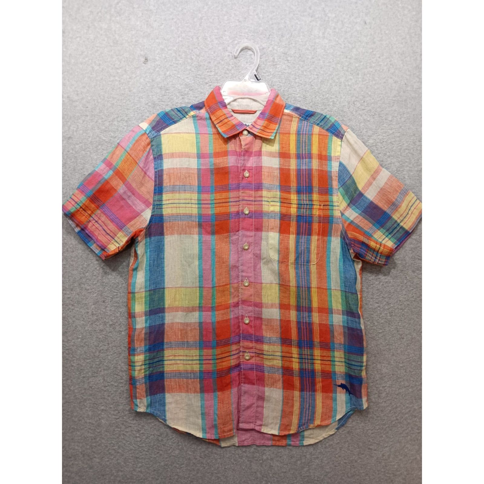Tommy Bahama Tommy Bahama Womens Shirt Sz S/P Plaid Pastel Multicolor 100% Linen Button Up Short Sleeve Size S / US 4 / IT 40 - 2 Thumbnail