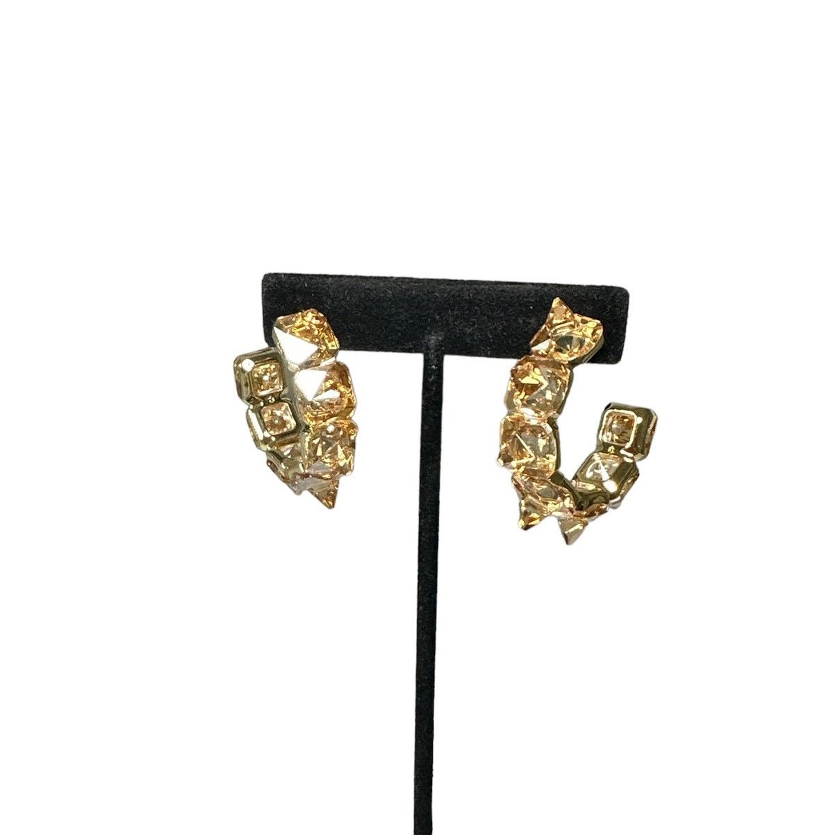 Swarovski Swarovski Ortyx hoop earrings Pyramid cut, Gold tone, Size ONE SIZE - 2 Thumbnail