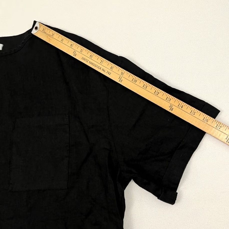 FLAX Kidoriman Blouse Womens 2XL 100% Linen Black Minimalist Lagenlook Boho Core Shirt Adult XXL Size XXL / US 16-18 / IT 52-54 - 6 Thumbnail