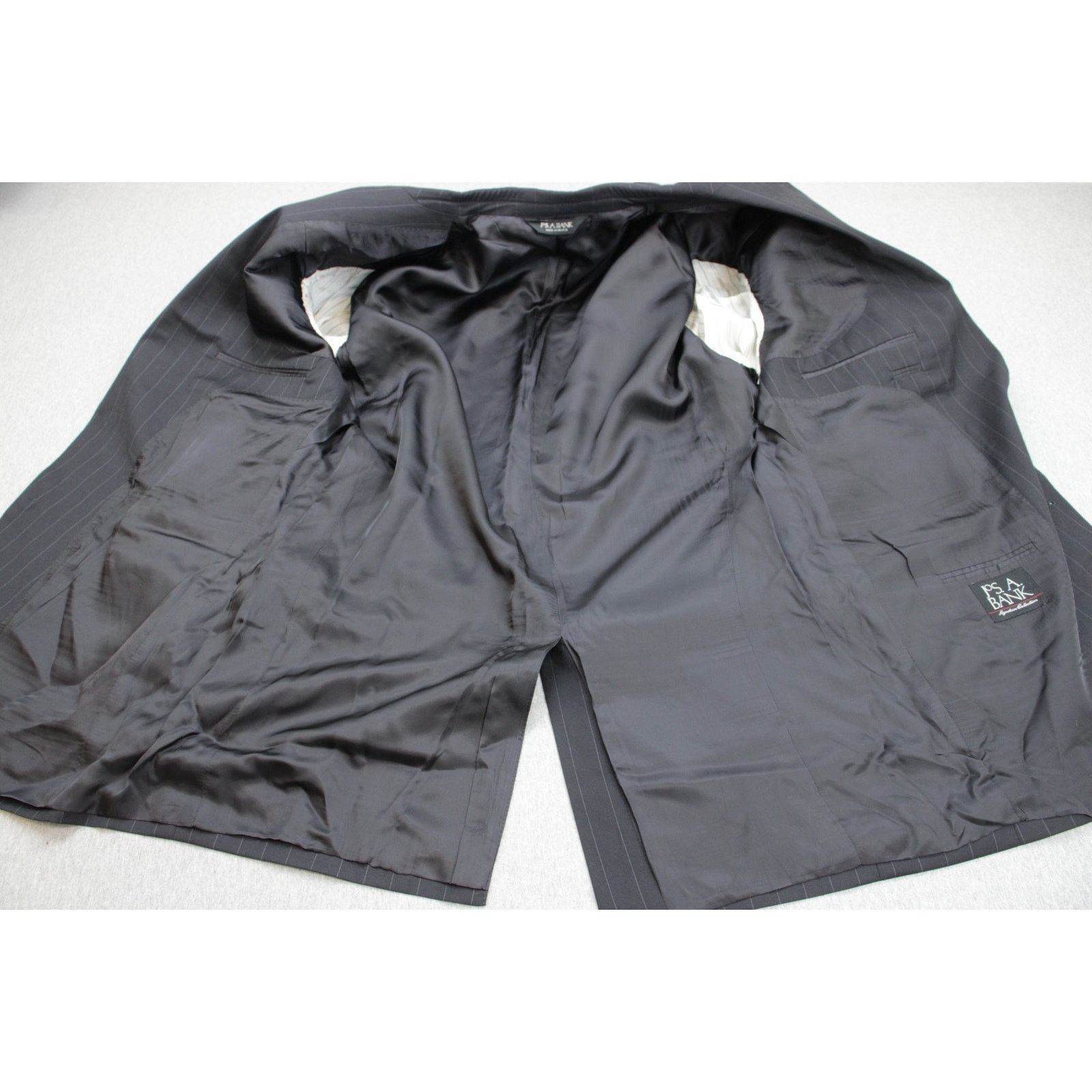 Jos. A. Bank Jos A Bank Suit Mens 48L Black Pinstripe 100% Wool Pants Size 48L - 5 Thumbnail