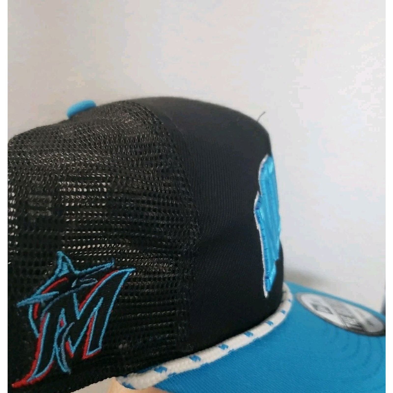 New Era Miami Marlins Hat Cap Golfer Trucker Mesh Rope Black New Era Size ONE SIZE - 3 Thumbnail