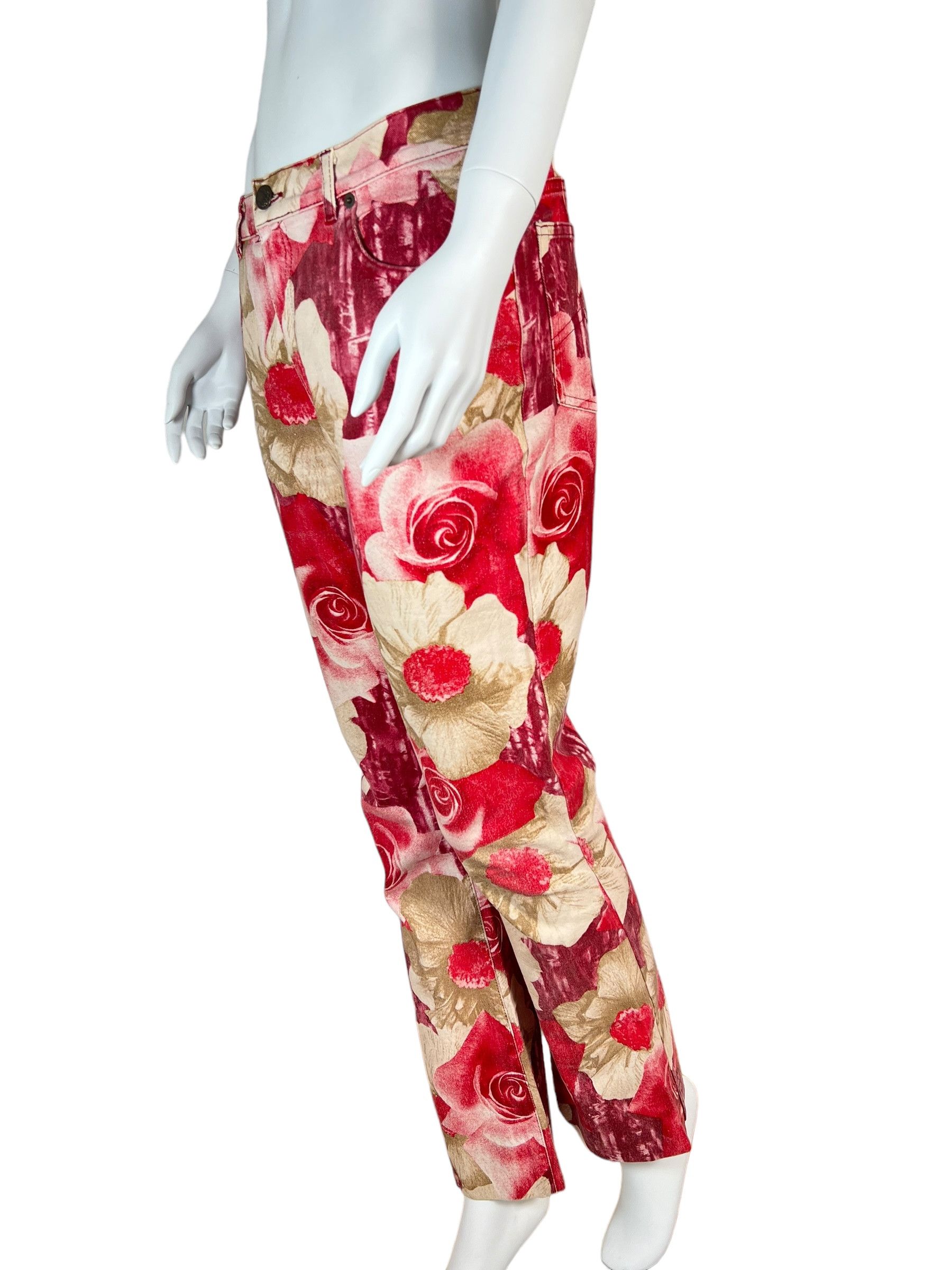 Alexander McQueen Alexander McQueen 90s Floral Printed Flared Denim Size 27" / US 4 / IT 40 - 2 Thumbnail
