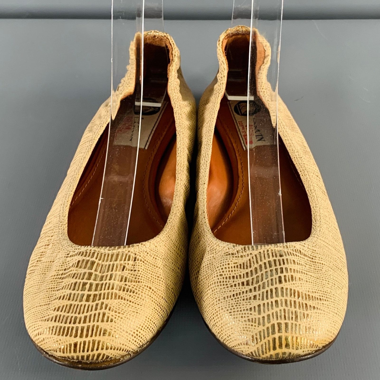 Lanvin LANVIN Size 7 Gold Beige Embossed Ballet Flats Size US 7 / IT 37 - 4 Thumbnail