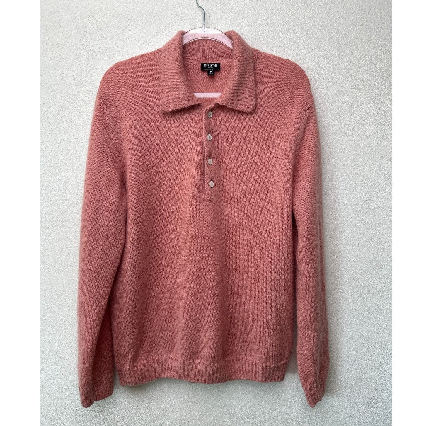 Todd Snyder Todd Snyder Mohair Sweater Polo Mens Medium Mauve Pink Size US M / EU 48-50 / 2 - 2 Thumbnail