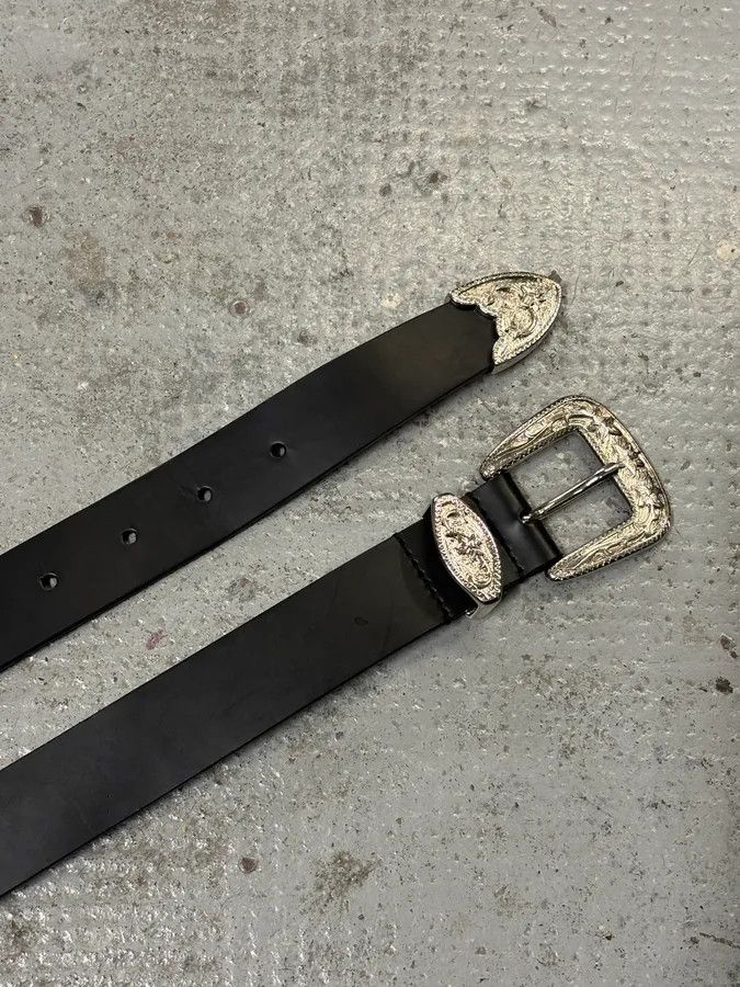Dsquared2 2010s Dsquared2 Black Leather Western Silver Ornamental Belt Size ONE SIZE - 5 Thumbnail