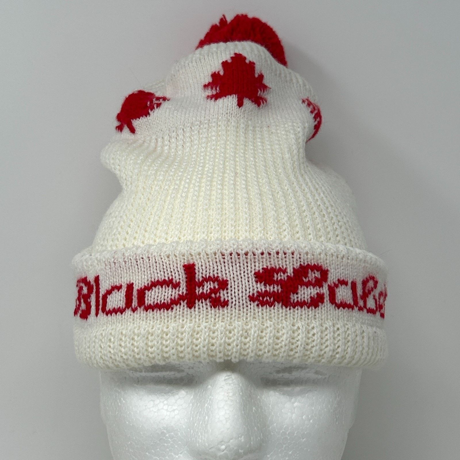 Vintage Vintage Carling Black Label Beer Cuffed Pom Pom Beanie Toque Size ONE SIZE - 4 Thumbnail