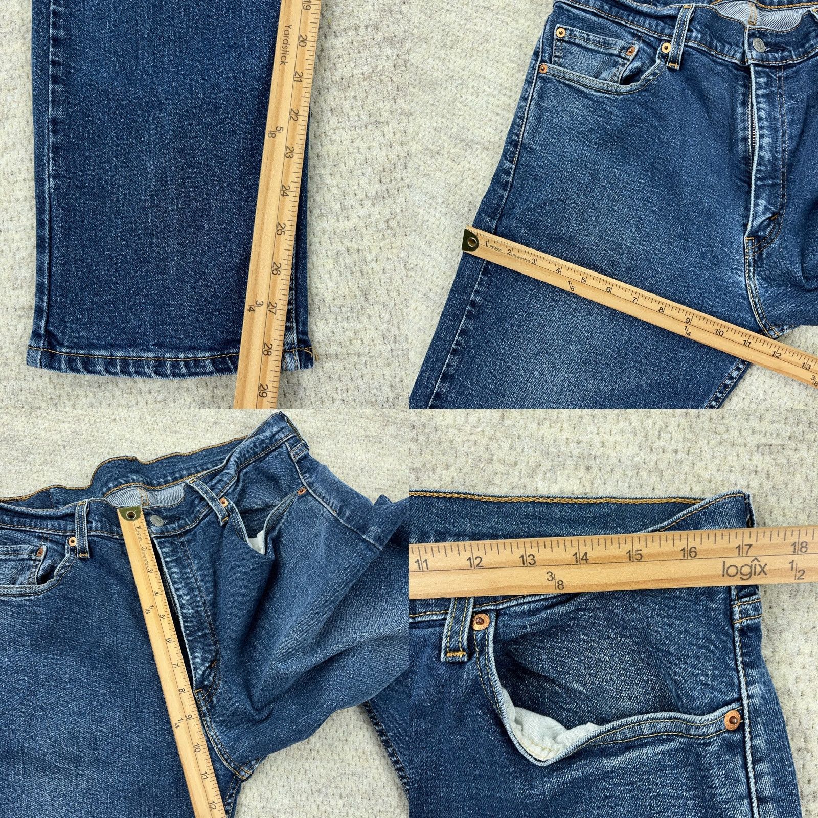 Levi's Levi's 505 Jeans Men 36x30 Straight Regular Dark Wash Denim Blue Classic American 90s Modern Mens Size US 36 / EU 52 - 8 Thumbnail