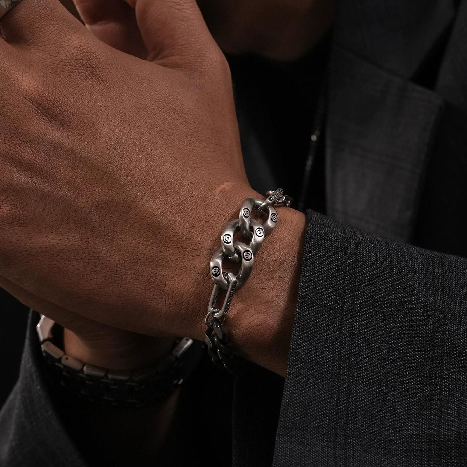 Jewelry Silver Chunky Link Chain Bracelet, Men's Bracelet Size ONE SIZE - 2 Thumbnail