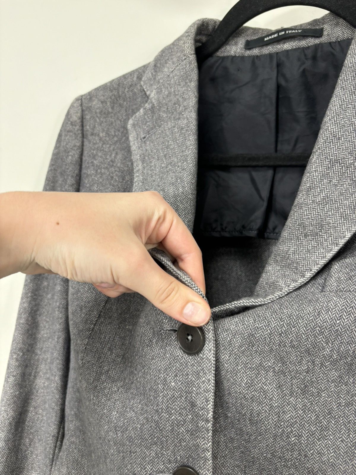 Tagliatore Tagliatore Women’s Herringbone Gray Wool Blend Blazer Jacket Size M / US 6-8 / IT 42-44 - 8 Thumbnail