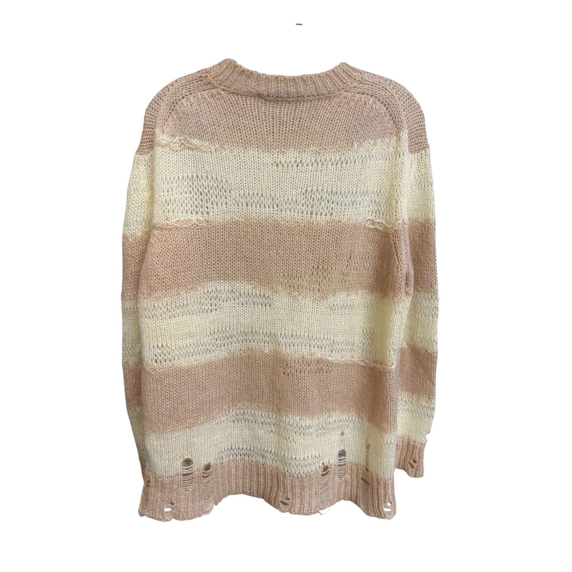 Acne Studios Distressed Knit Beige & Cream Stripe Sweater XXS By Acne Stu Size XXS / US 00 / IT 34 - 2 Thumbnail
