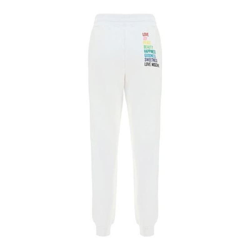 image of Love Moschino x Moschino NWT Pride Rainbow Script Joggers in White, Women's (Size 34)