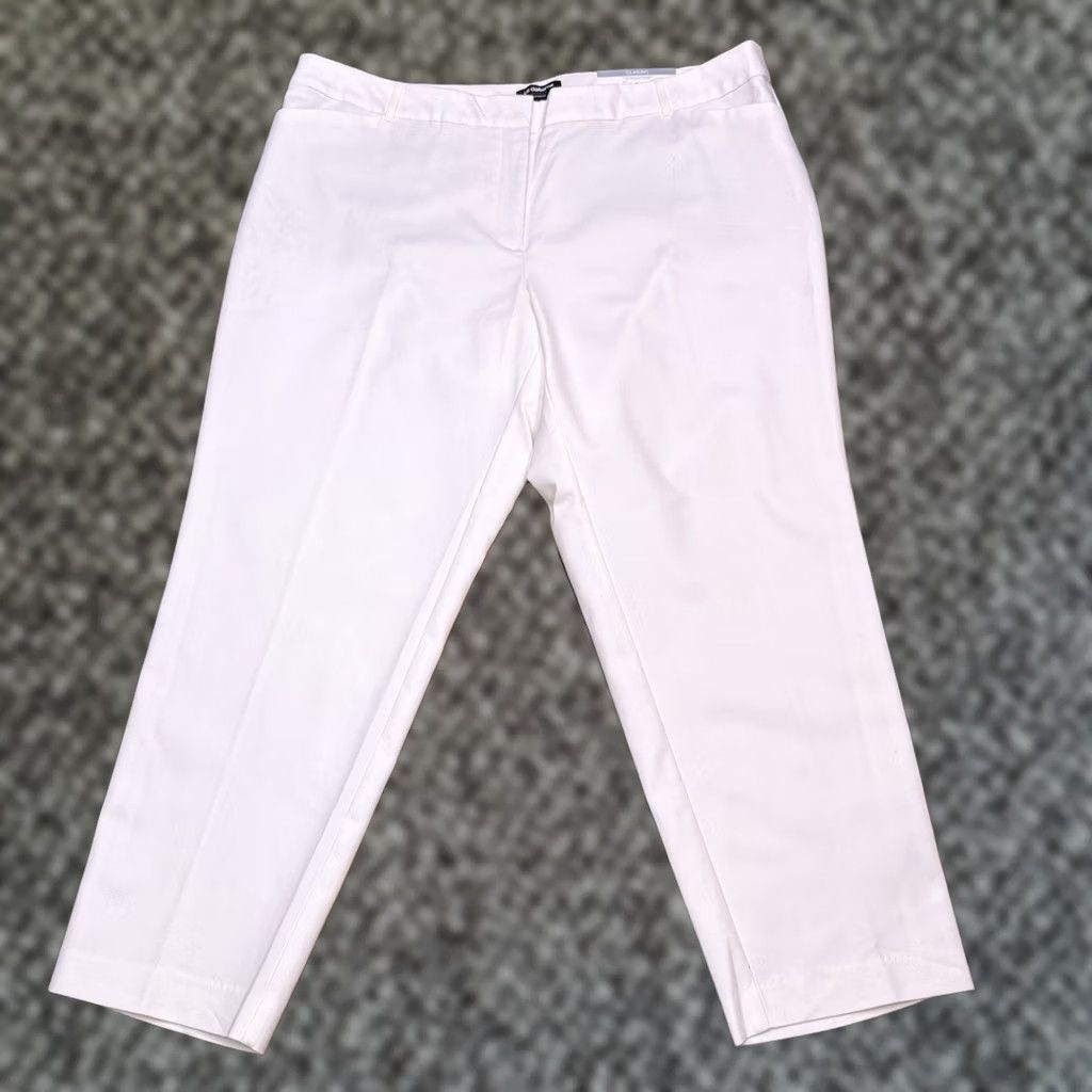 Liz Claiborne Liz Claiborne Emma Classic Slim Leg Pants Womens 18W White High Rise Career New Size 40" / US 18 - 1 Thumbnail