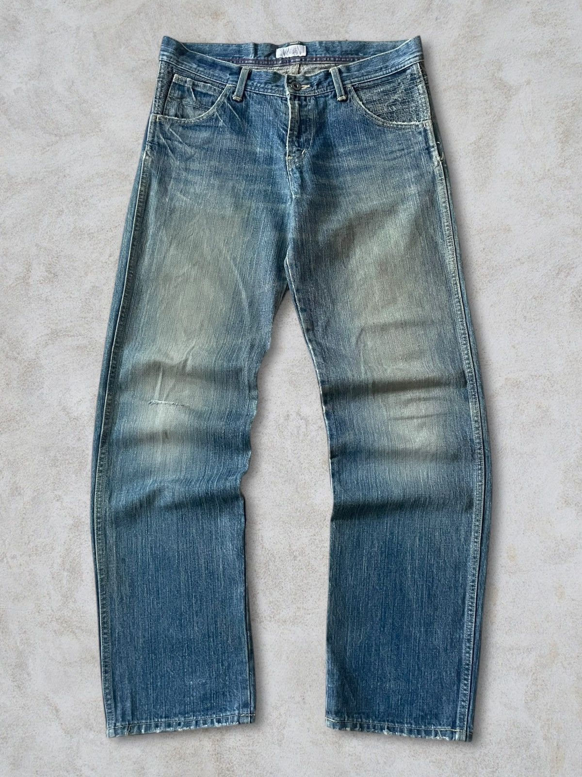 Japan Blue Vintage Japanese KBF Washed Distressed Embroidery Star Jeans Size US 31 - 1 Thumbnail