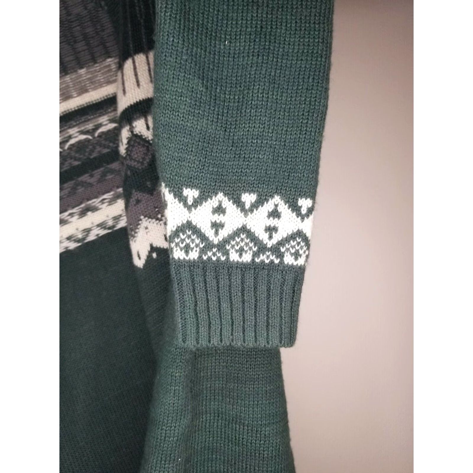 Vintage NORTHCREST Plus Long Sleeve Cardigan Sweater 1X Green White Womens Size XL / US 12-14 / IT 48-50 - 3 Thumbnail
