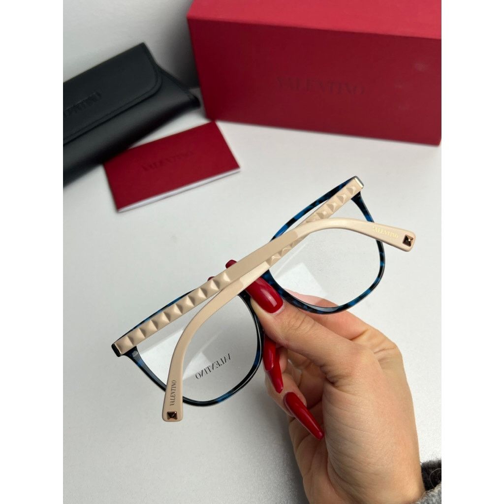 Valentino NEW Valentino VA3059 Eyeglasses Frames in Blue Havana Size ONE SIZE - 3 Thumbnail