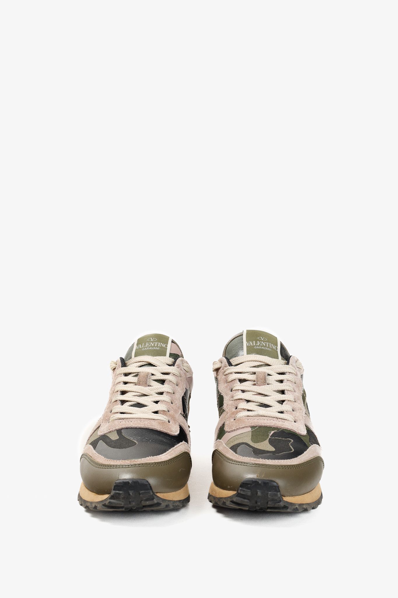 Valentino Valentino Garavani Rockrunner Green Camo Lace-Up Sneakers Size US 7.5 / IT 37.5 - 2 Thumbnail