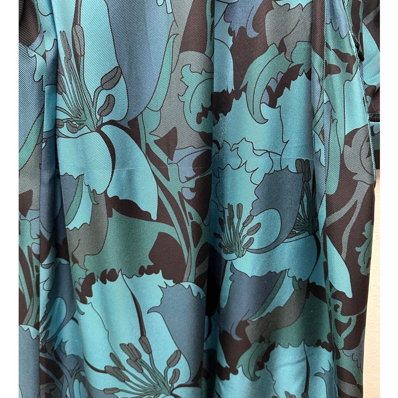 Tom Ford Tom Ford Floral Silk Twill Robe Blue/Teal Men M Tassel Belt Size US M / EU 48-50 / 2 - 15 Thumbnail