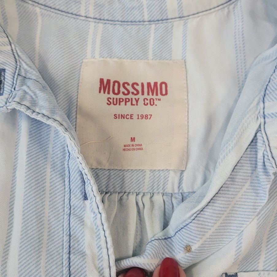 Mossimo Mossimo Striped Lyocell Blouse Blue White Button Front M Size M / US 6-8 / IT 42-44 - 6 Thumbnail