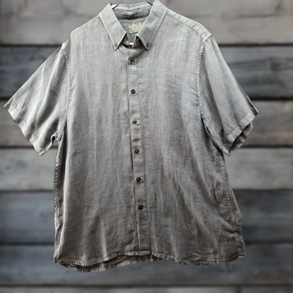 Abercrombie & Fitch Abercrombie & Fitch Shirt Mens XL Short Sleeve Button Up 100% Linen Blue Gray Size US XL / EU 56 / 4 - 1 Thumbnail